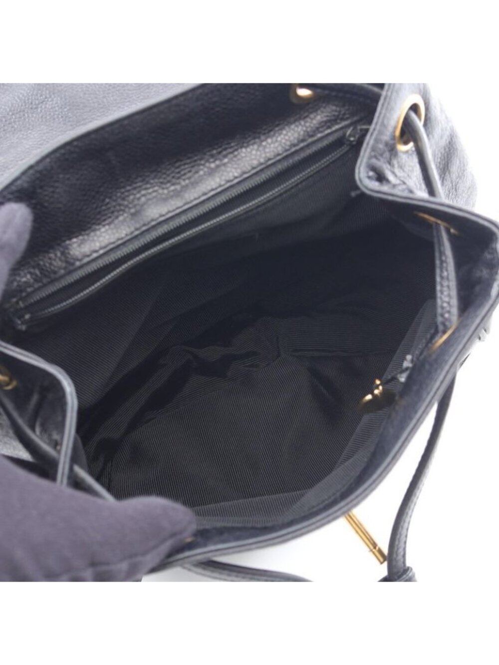 Chanel Rucksack Sac Backpack Triple Chain Black Calf - Picture 3 of 10